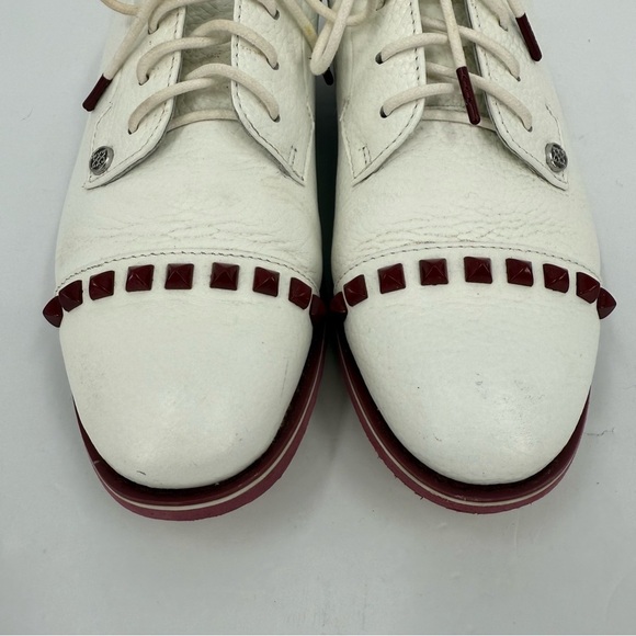 G/FORE Gallivanter Stud Cap Toe Ladies Golf Shoe in Snow / Red Size 8.5 - Picture 4 of 10